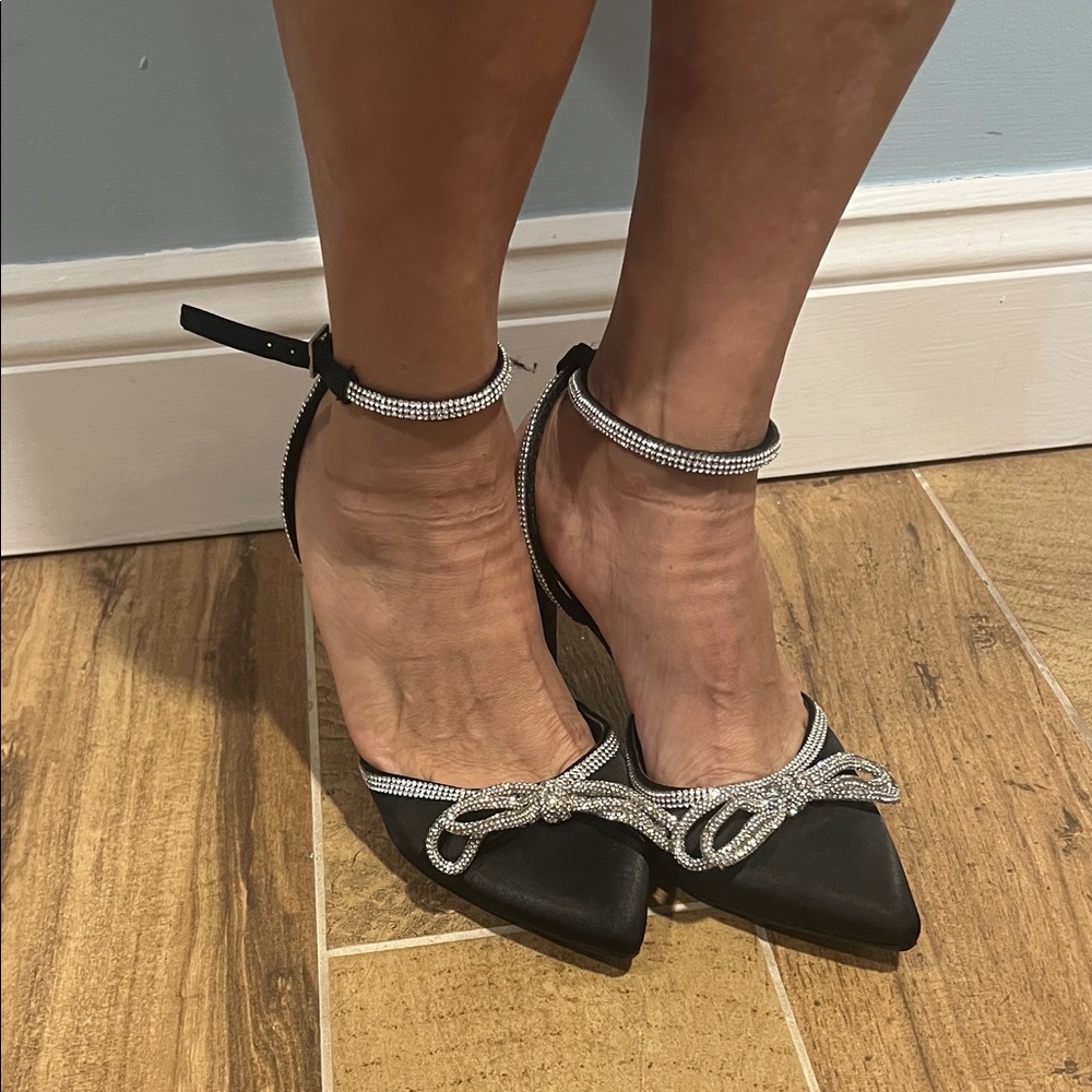 BCBGeneration Black Heels with Rhinestone Details